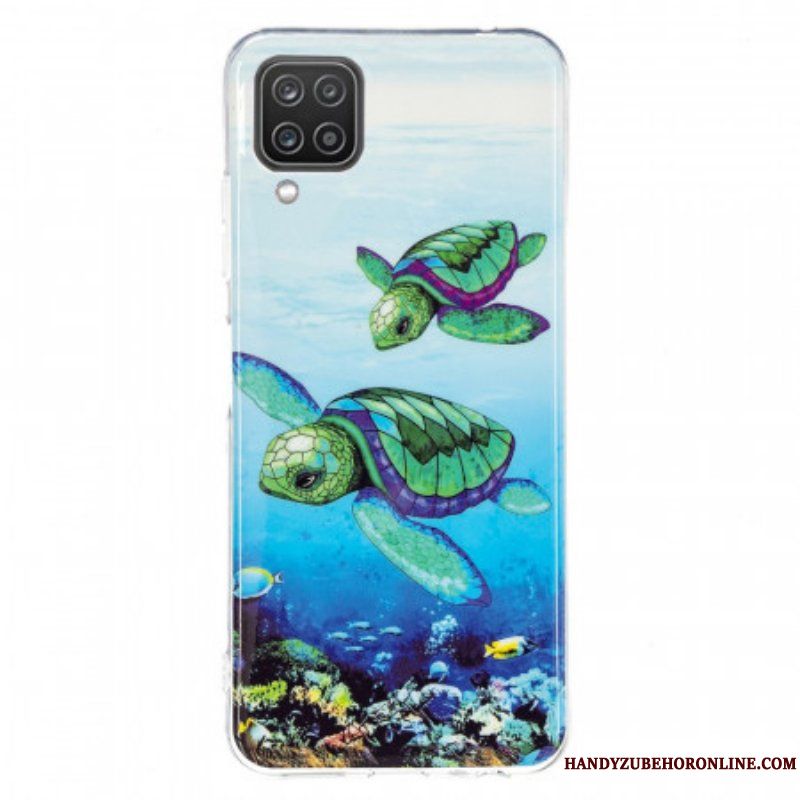 Mobilskal Samsung Galaxy M12 / A12 Fluorescerande Sköldpaddor
