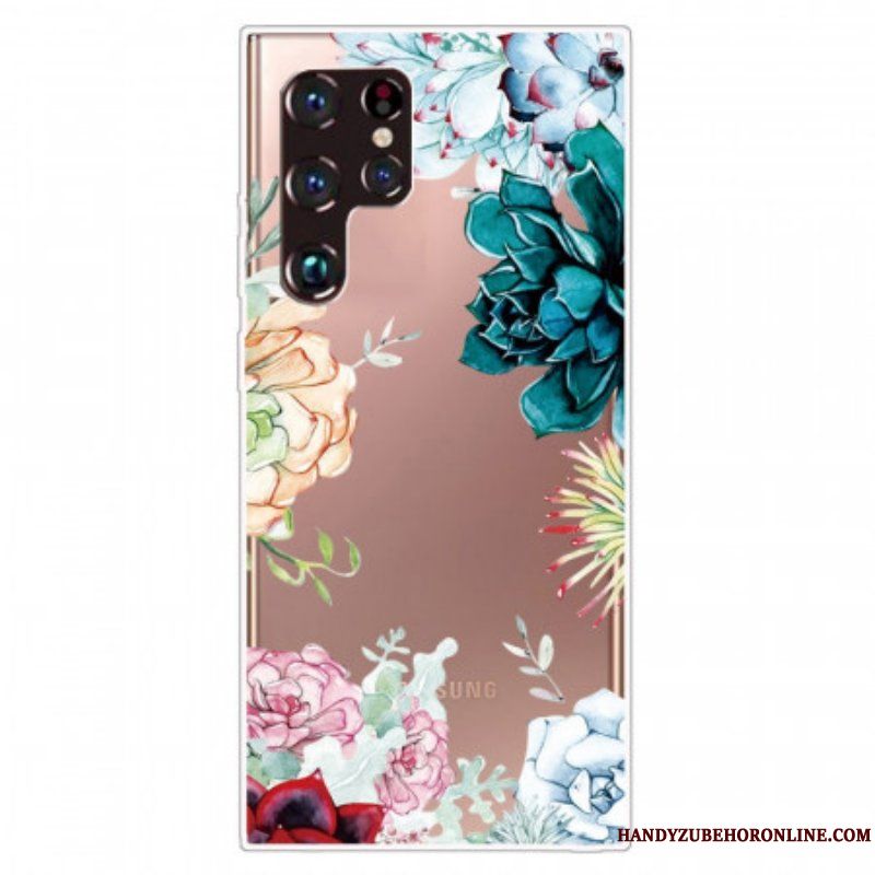Mobilskal Samsung Galaxy S22 Ultra 5G Sömlös Akvarell Blommor