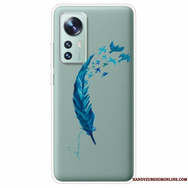 Mobilskal Xiaomi 12 / 12X Vacker Blå Fjäder