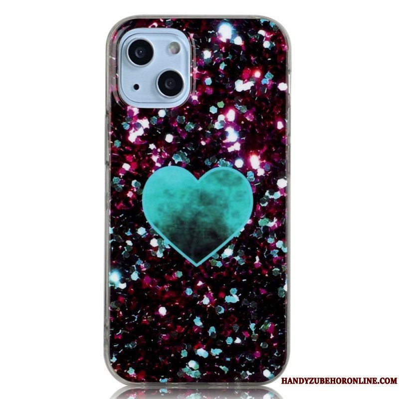 Mobilskal iPhone 14 Glitter Hjärta