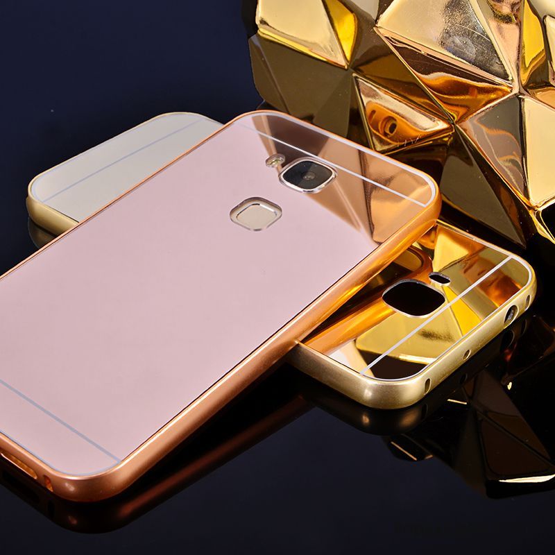 Skal Huawei G7 Plus Metall Frametelefon, Fodral Huawei G7 Plus Spegel Rosa