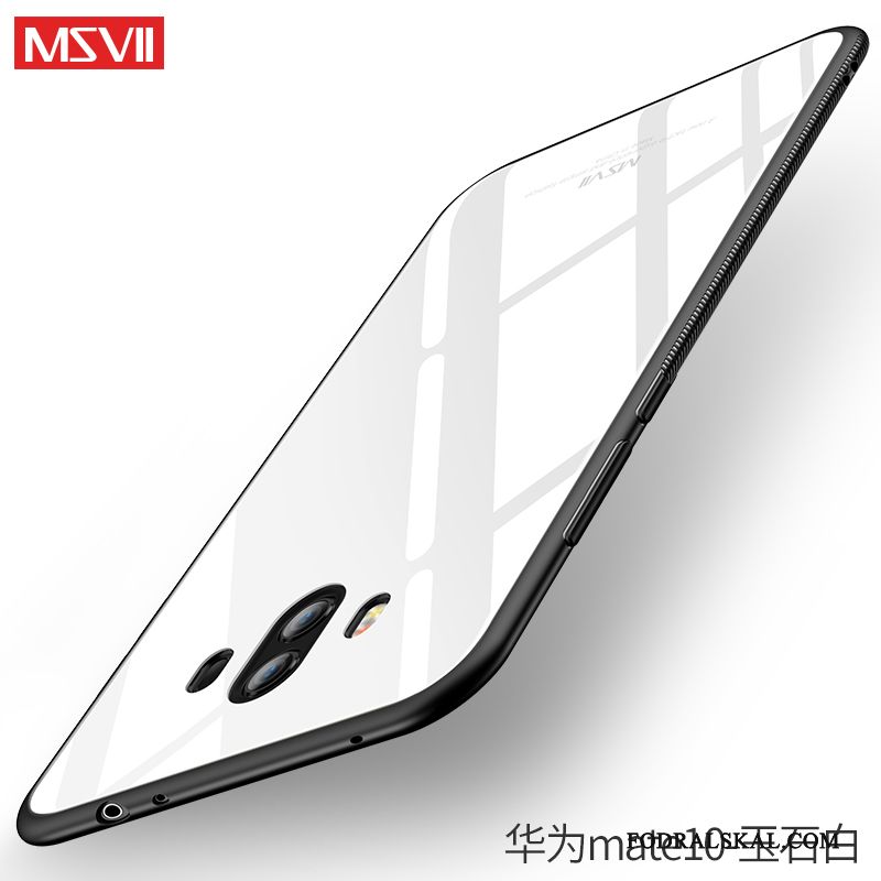 Skal Huawei Mate 10 Mjuk Telefon Tunn, Fodral Huawei Mate 10 Silikon Vit Härdat Glas