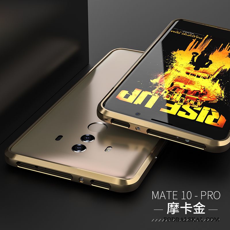 Skal Huawei Mate 10 Pro Metall Fallskyddtelefon, Fodral Huawei Mate 10 Pro Kreativa Frame Guld