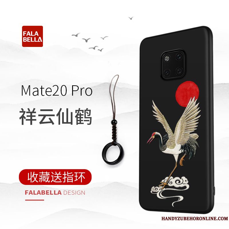 Skal Huawei Mate 20 Pro Silikon Kinesisk Stil Personlighet, Fodral Huawei Mate 20 Pro Påsar Fallskydd Svart