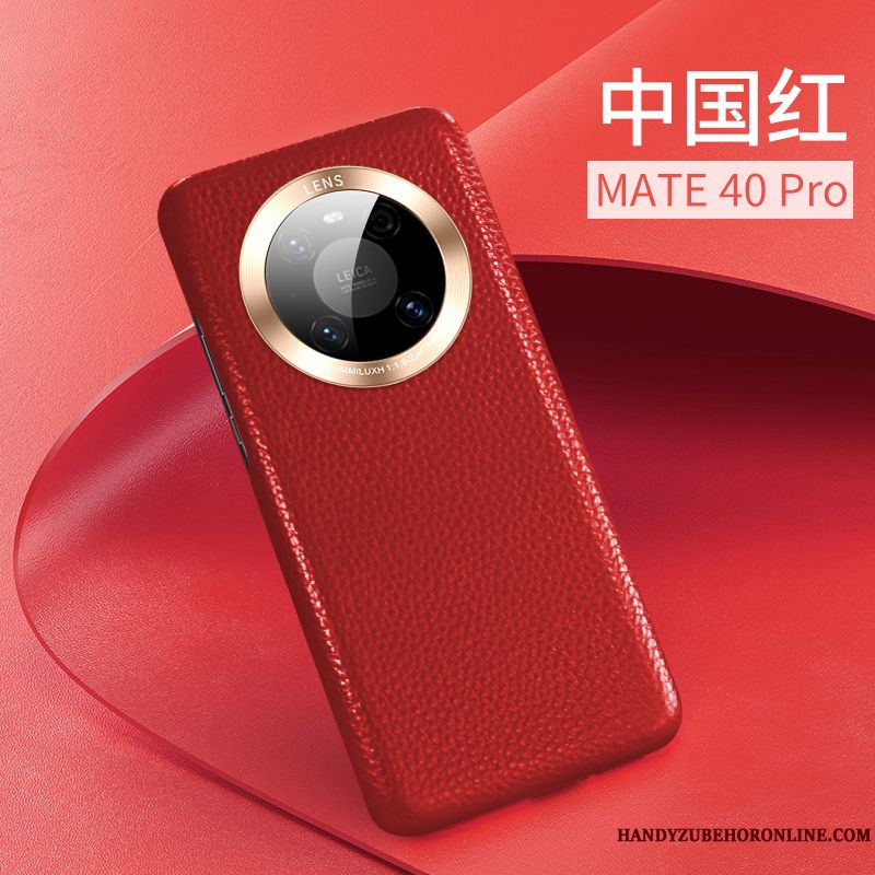 Skal Huawei Mate 40 Pro Skydd Röd Fallskydd, Fodral Huawei Mate 40 Pro Läder Slim Ny