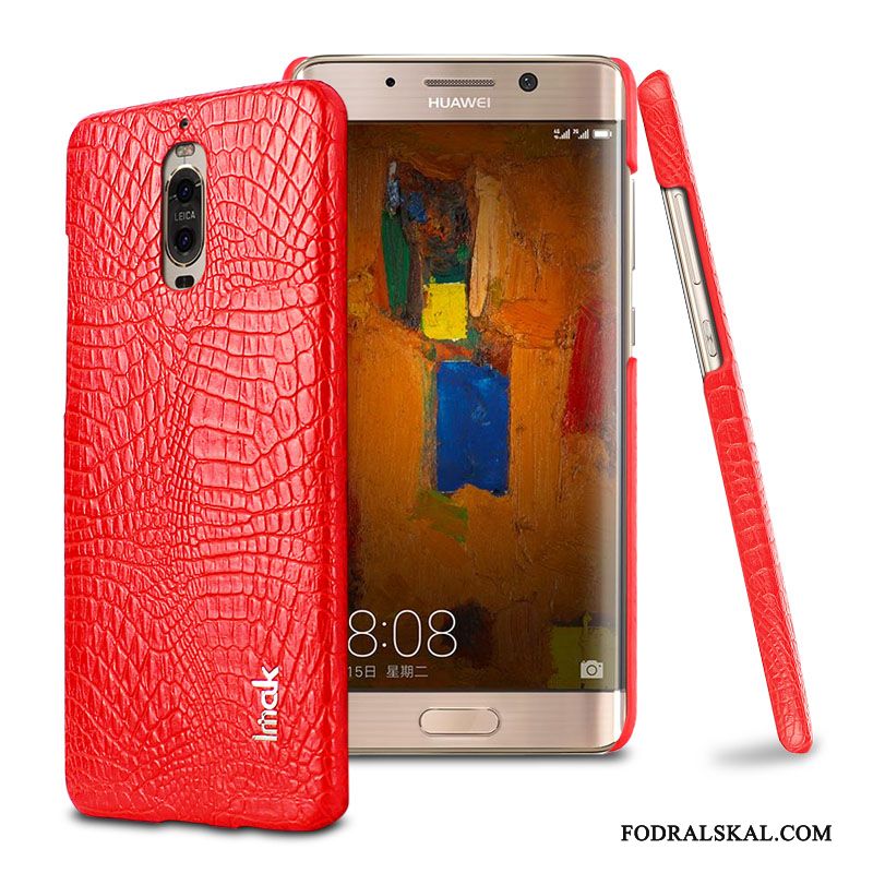 Skal Huawei Mate 9 Pro Läderfodral Röd Fallskydd, Fodral Huawei Mate 9 Pro Skydd Krokodilmönstertelefon