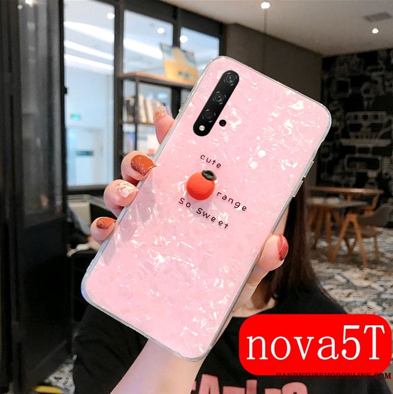 Skal Huawei Nova 5t Kreativa Fallskydd Personlighet, Fodral Huawei Nova 5t Mjuk Transparent Net Red