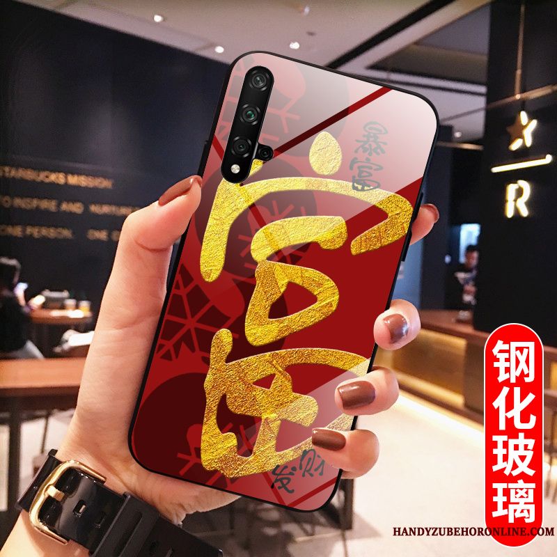 Skal Huawei Nova 5t Kreativa Par Råtta, Fodral Huawei Nova 5t Skydd Härdat Glas Net Red