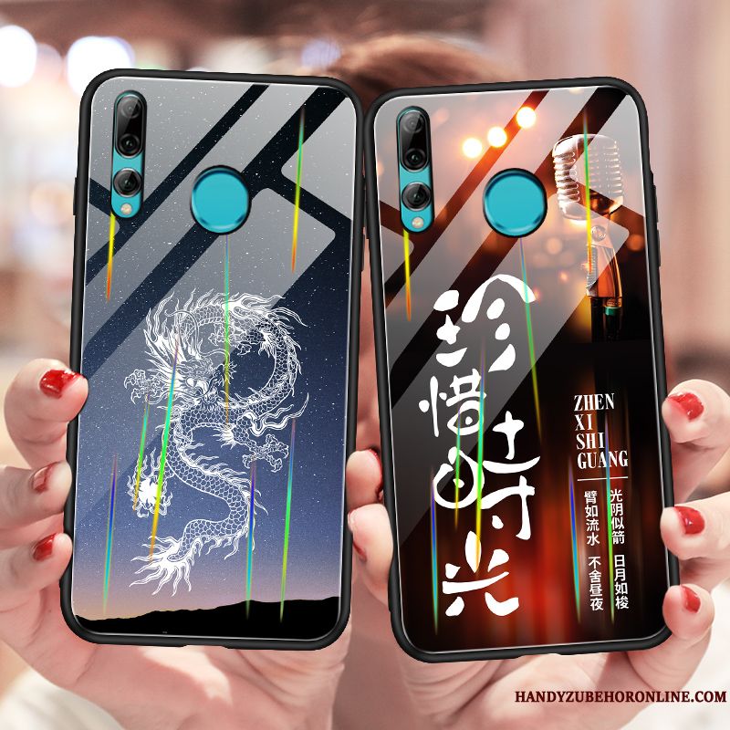 Skal Huawei P Smart+ 2019 Kreativa Lysande Härdat Glas, Fodral Huawei P Smart+ 2019 Telefon Kinesisk Drake