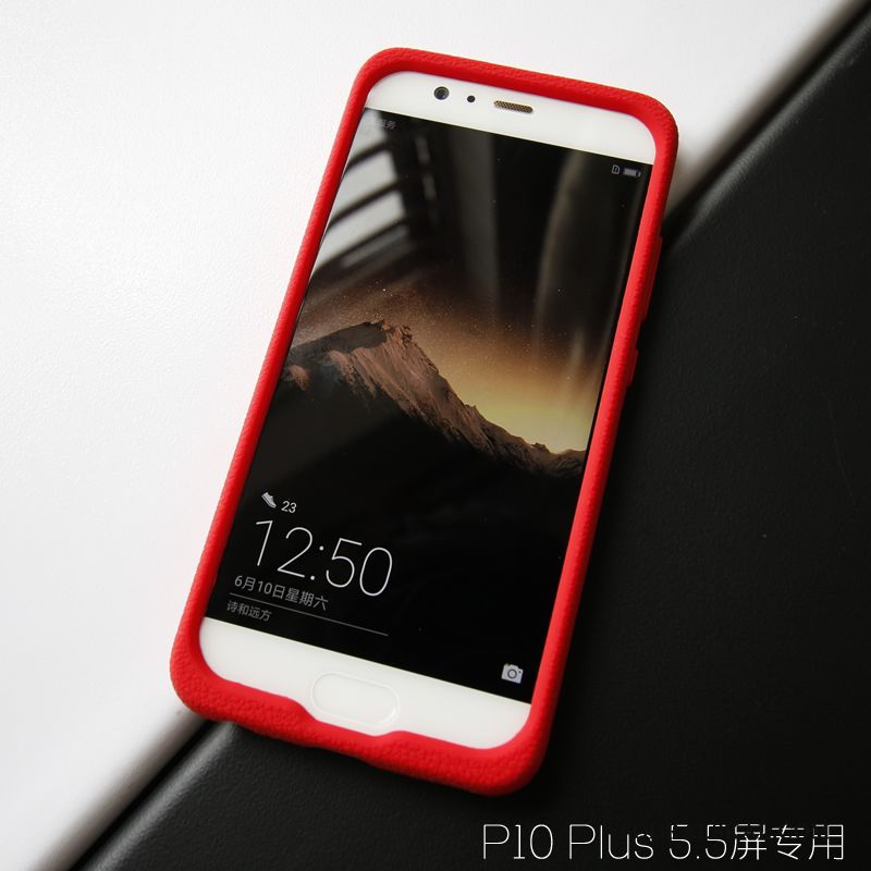 Skal Huawei P10 Plus Silikon Rödtelefon, Fodral Huawei P10 Plus Mjuk Fallskydd Duk