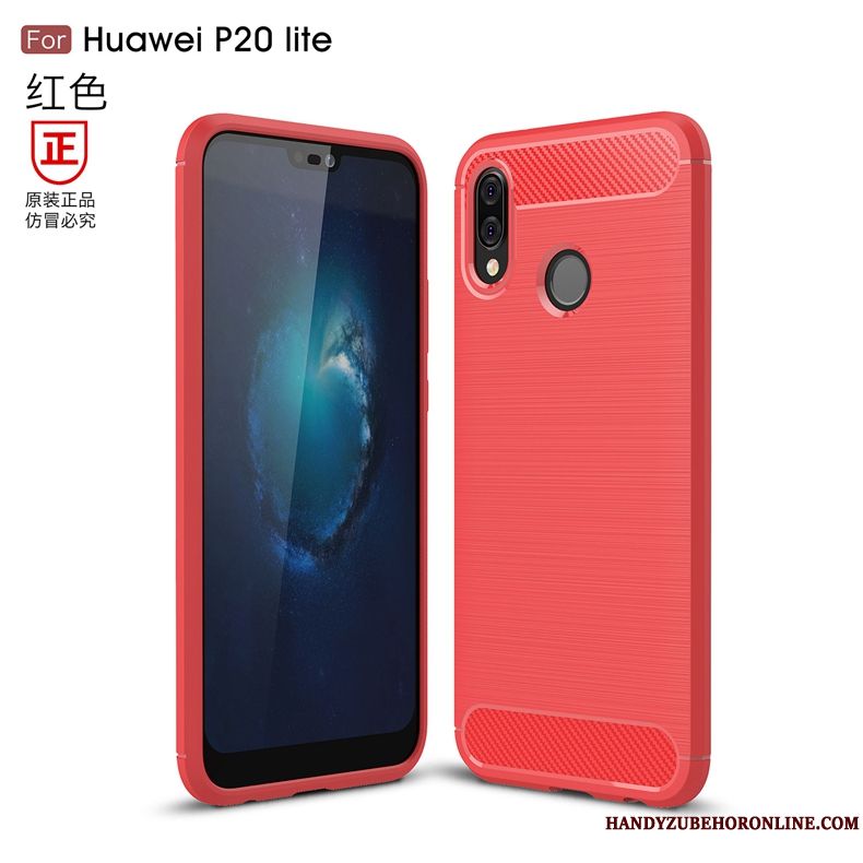 Skal Huawei P20 Lite Mjuk Fallskydd Röd, Fodral Huawei P20 Lite Skydd Telefon Trend