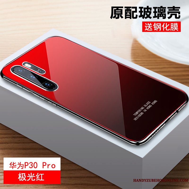 Skal Huawei P30 Pro Skydd Rödtelefon, Fodral Huawei P30 Pro Mjuk Glas Slim