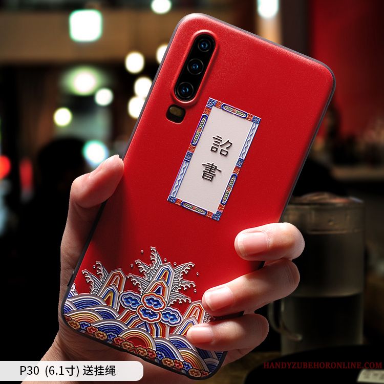 Skal Huawei P30 Påsar Hängsmycken Personlighet, Fodral Huawei P30 Skydd Kinesisk Stil Trend Varumärke