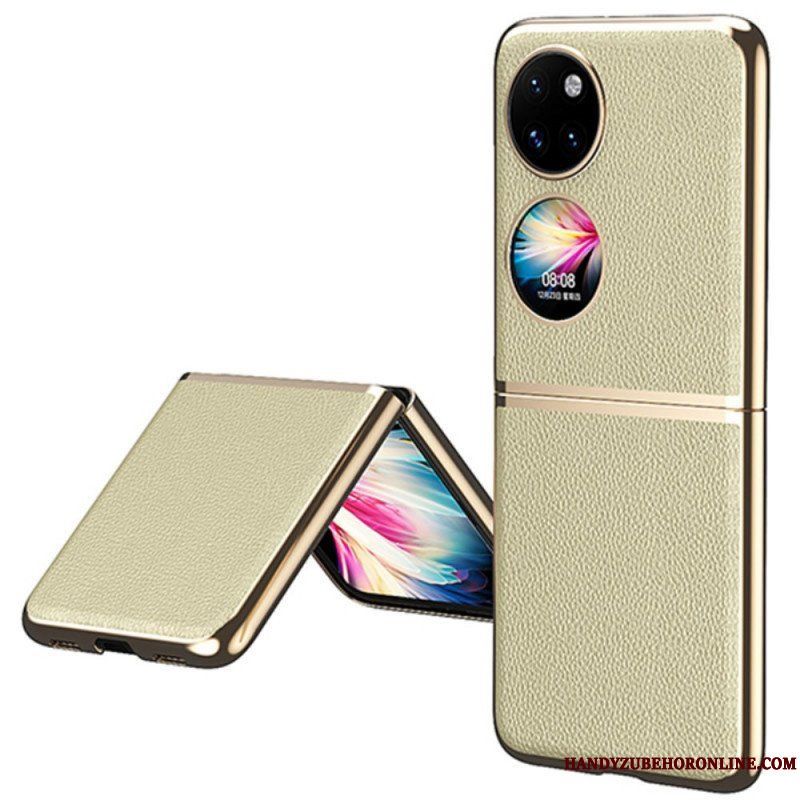 Skal Huawei P50 Pocket Kanter I Konstläder I Metallstil