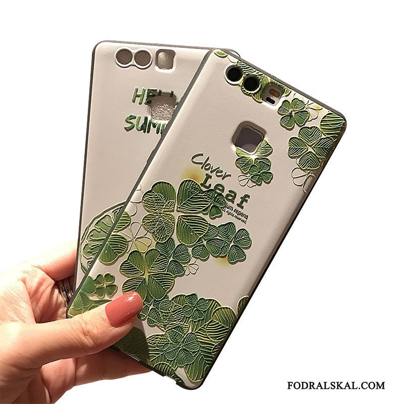 Skal Huawei P9 Support Nubucktelefon, Fodral Huawei P9 Silikon Svart Grön