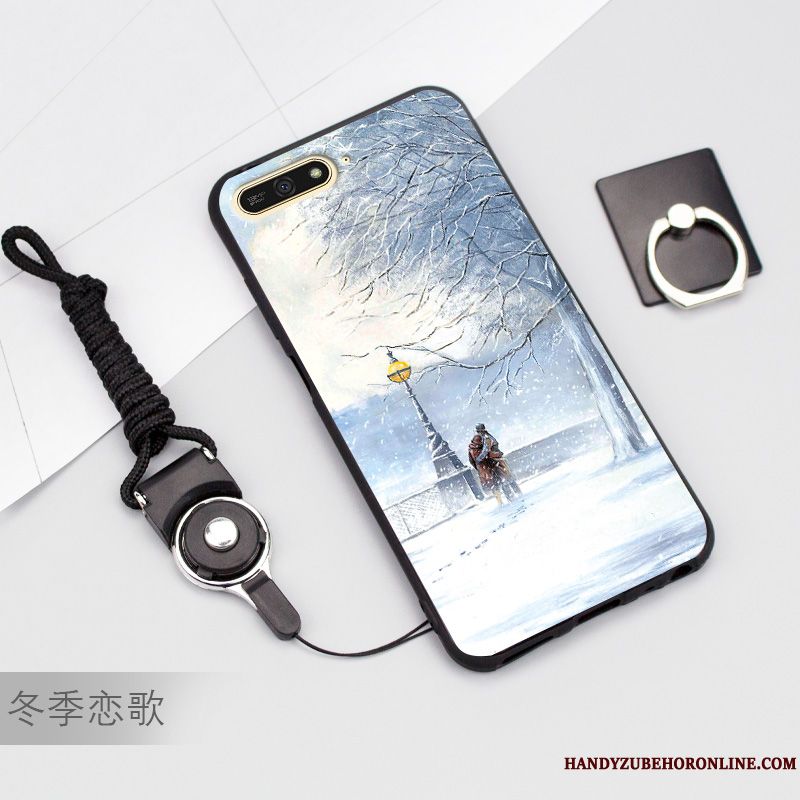 Skal Huawei Y6 2018 Silikon Telefon Vit, Fodral Huawei Y6 2018 Skydd