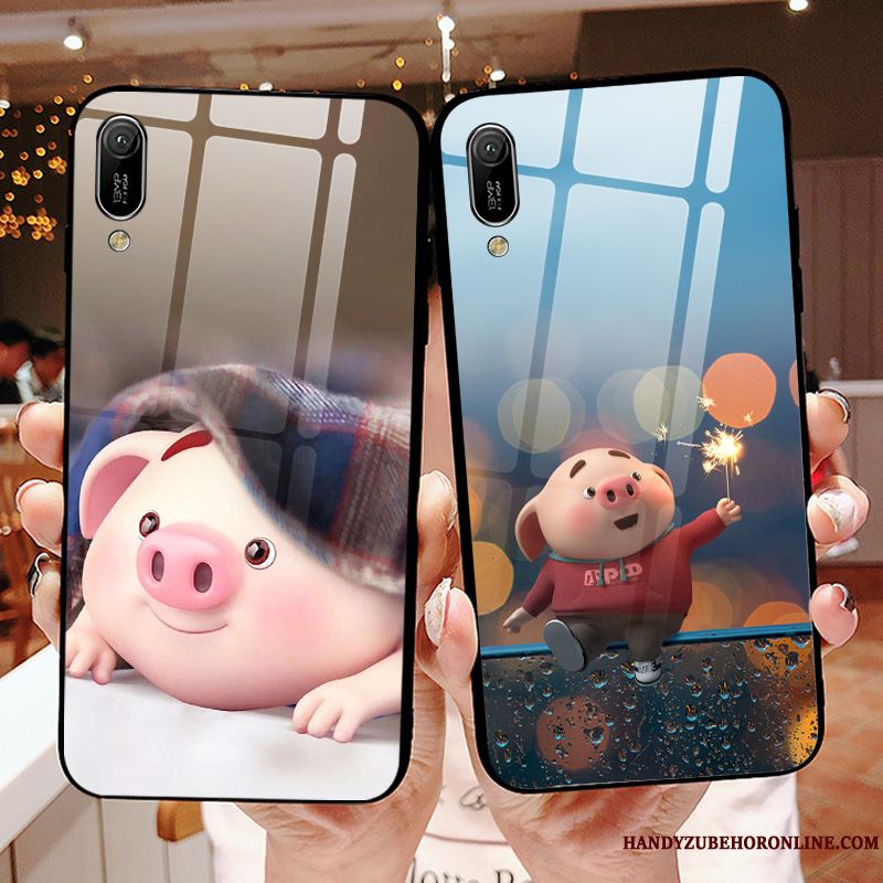 Skal Huawei Y6 2019 Mjuk Liten Spegel, Fodral Huawei Y6 2019 Påsar Fallskydd Blå