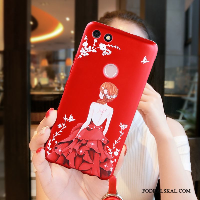 Skal Huawei Y6 Pro 2017 Mjuk Röd Personlighet, Fodral Huawei Y6 Pro 2017 Silikon Telefon