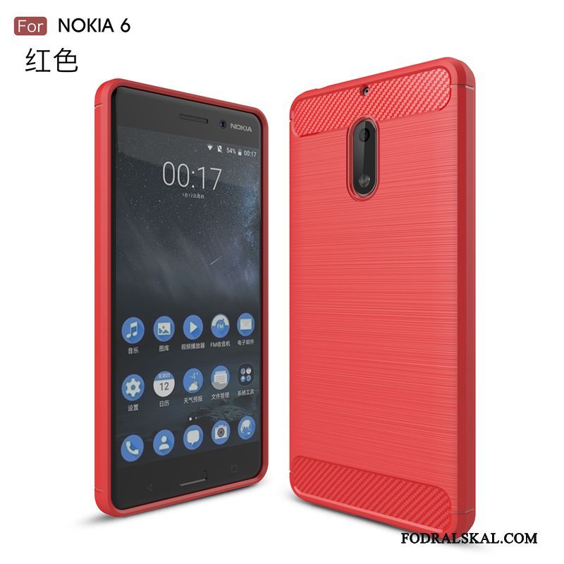 Skal Nokia 6 Mjuk Nytelefon, Fodral Nokia 6 Silikon Fallskydd Röd