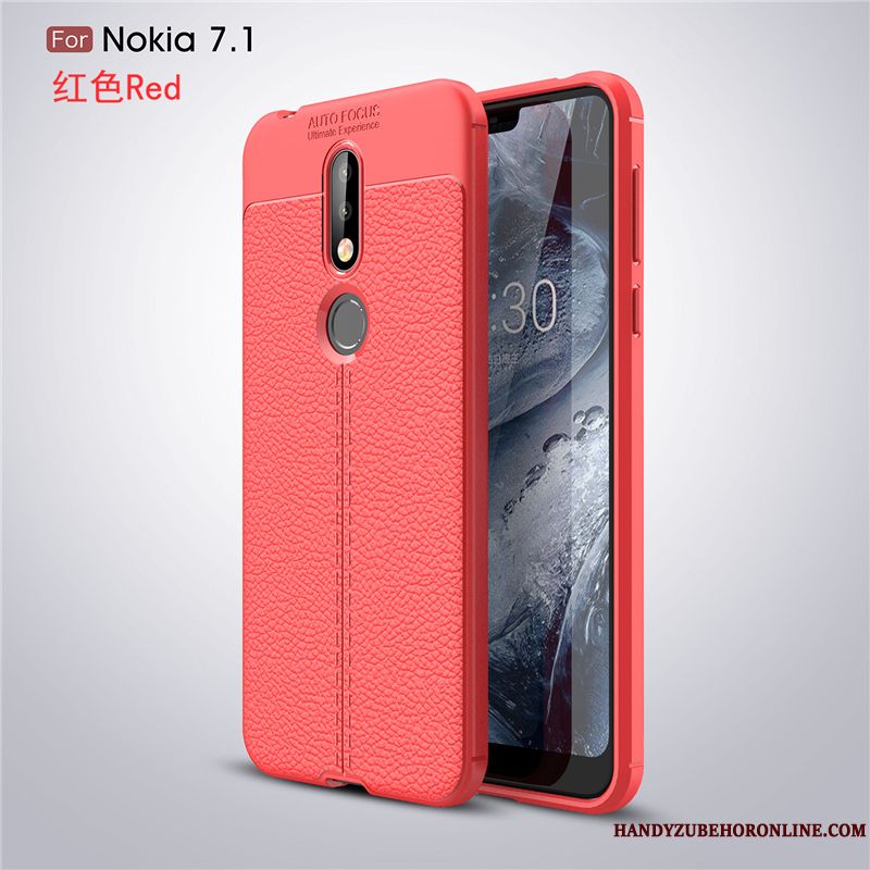 Skal Nokia 7.1 Mode Telefon Personlighet, Fodral Nokia 7.1 Silikon Röd Fallskydd
