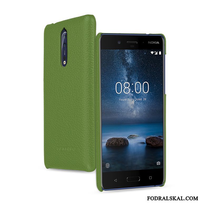 Skal Nokia 8 Läder Fallskyddtelefon, Fodral Nokia 8 Skydd Grön