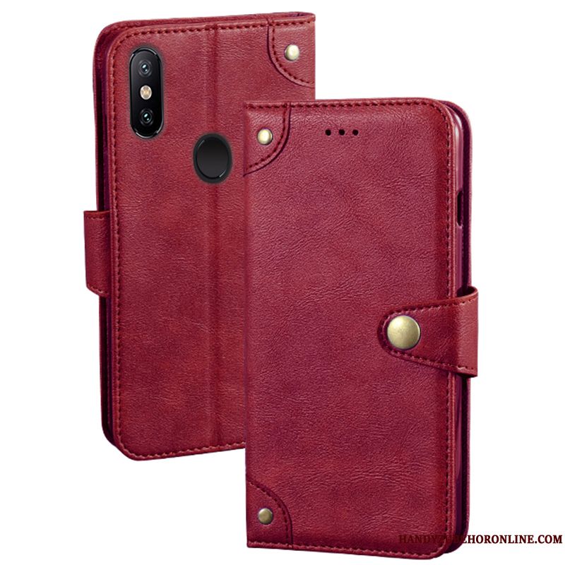Skal Redmi Note 6 Pro Skydd Rödtelefon, Fodral Redmi Note 6 Pro Plånbok