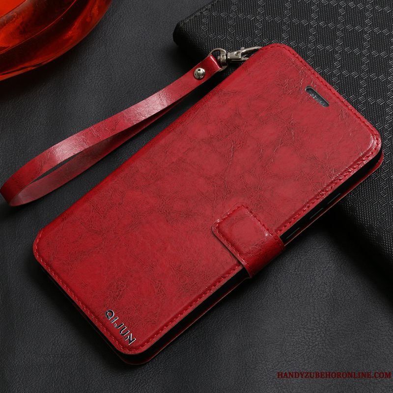 Skal Redmi Note 6 Pro Täcka Rödtelefon, Fodral Redmi Note 6 Pro Läderfodral Liten Fallskydd