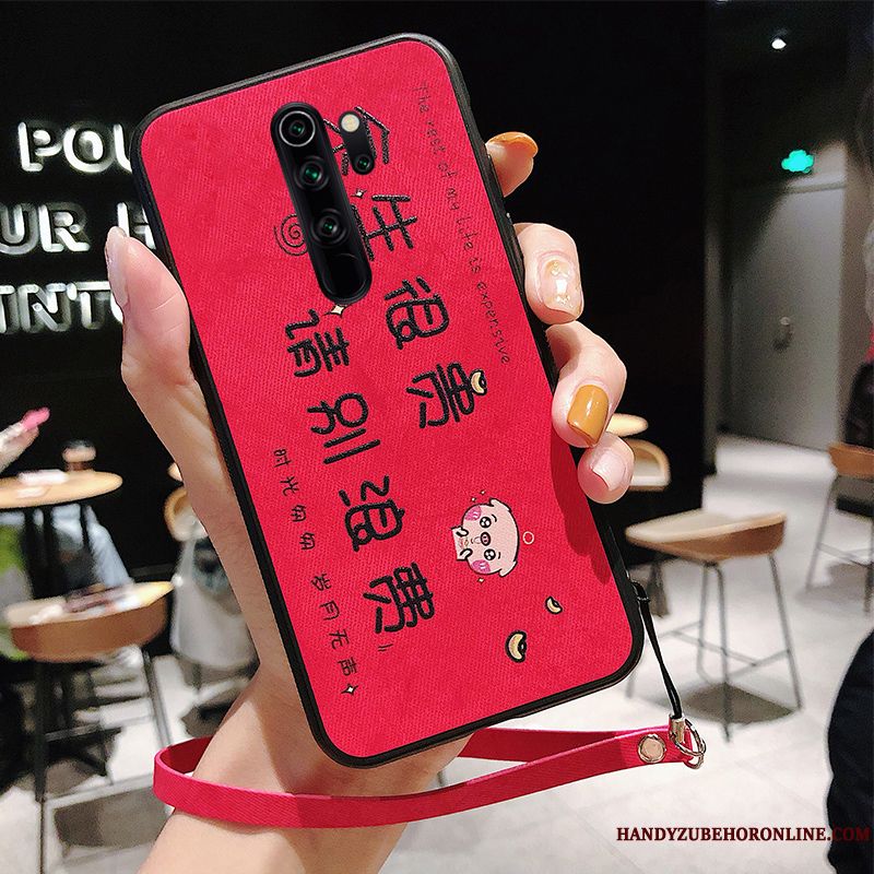 Skal Redmi Note 8 Pro Påsar Röd Skärmskydd Film, Fodral Redmi Note 8 Pro Duk Härdning
