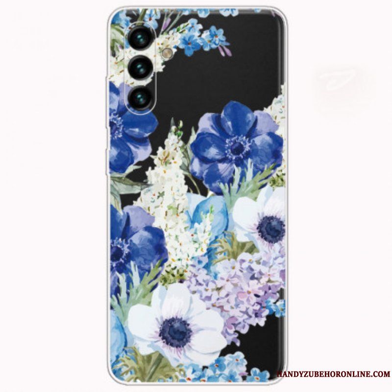 Skal Samsung Galaxy A13 5G / A04s Akvarell Blå Blommor