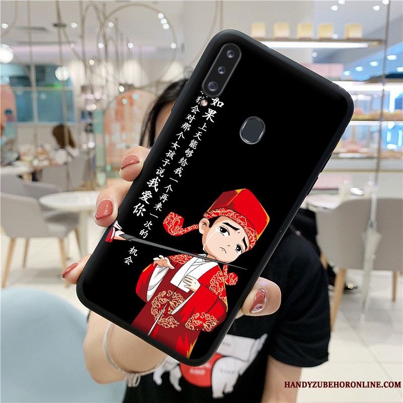 Skal Samsung Galaxy A20s Tecknat Telefon Svart, Fodral Samsung Galaxy A20s Mode Net Red Par