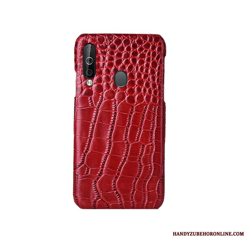Skal Samsung Galaxy A40s Läder Fallskydd Mönster, Fodral Samsung Galaxy A40s Mode Bakre Omslag Röd