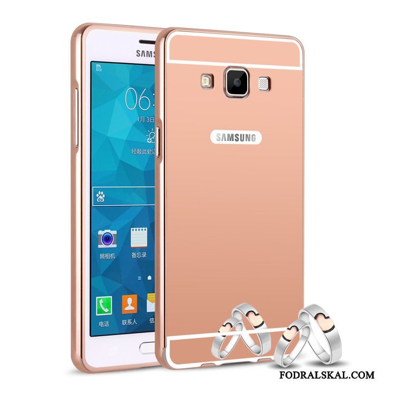 Skal Samsung Galaxy A5 2015 Metall Frame Rosa, Fodral Samsung Galaxy A5 2015 Skydd Bakre Omslag Fallskydd