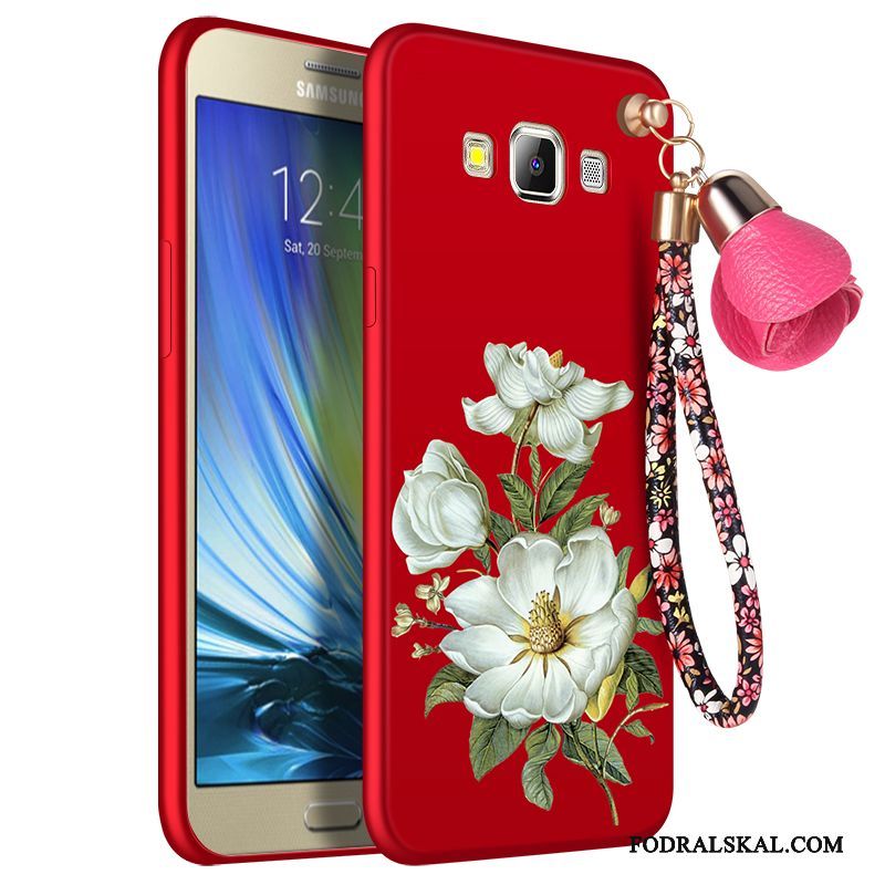 Skal Samsung Galaxy A7 2015 Mjuk Nubucktelefon, Fodral Samsung Galaxy A7 2015 Påsar Trend Röd