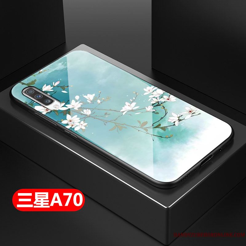 Skal Samsung Galaxy A70 Mjuk Hård Kinesisk Stil, Fodral Samsung Galaxy A70 Silikon Grön Glas