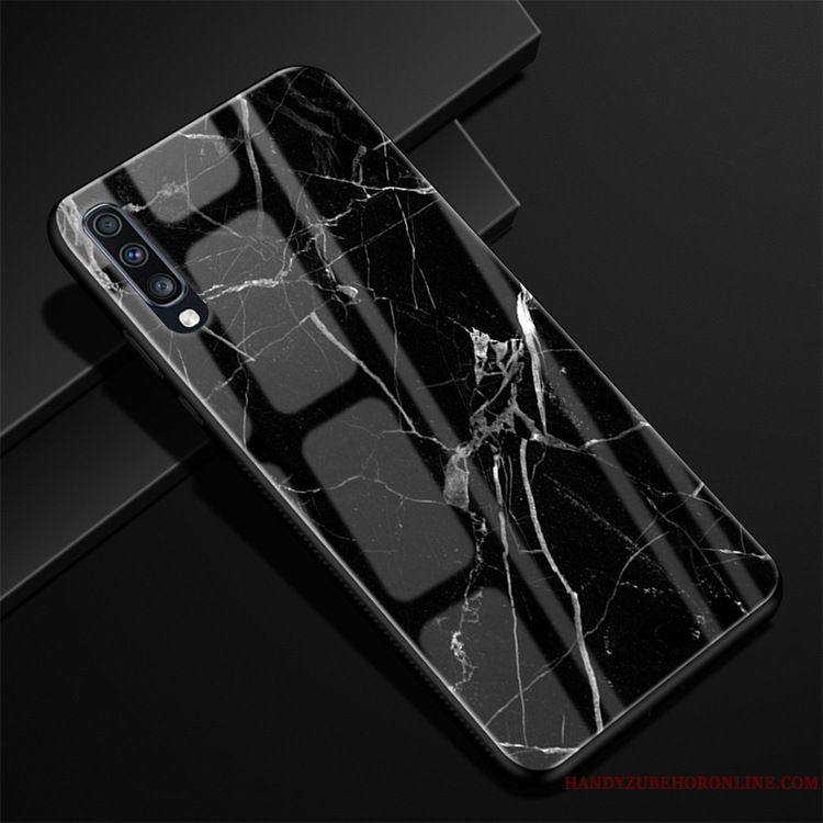 Skal Samsung Galaxy A70 Silikon Glas Svart, Fodral Samsung Galaxy A70 Mjuk Fallskyddtelefon
