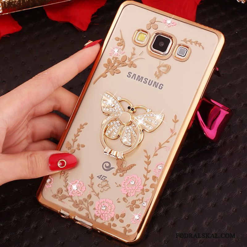 Skal Samsung Galaxy J3 2015 Mjuk Ring Guld, Fodral Samsung Galaxy J3 2015 Strass Telefon