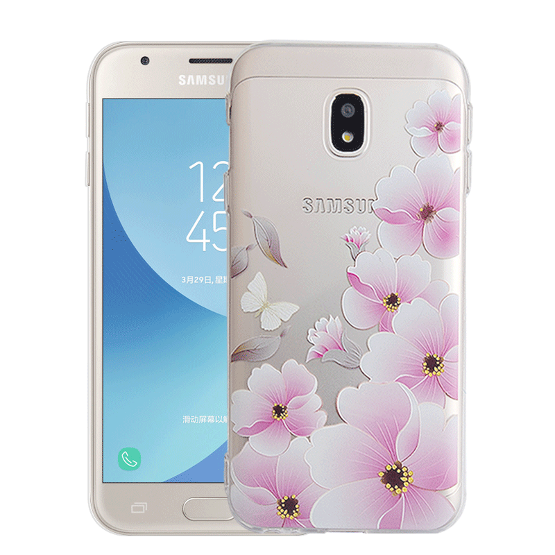 Skal Samsung Galaxy J3 2017 Lättnad Telefon Rosa, Fodral Samsung Galaxy J3 2017 Skydd Fallskydd