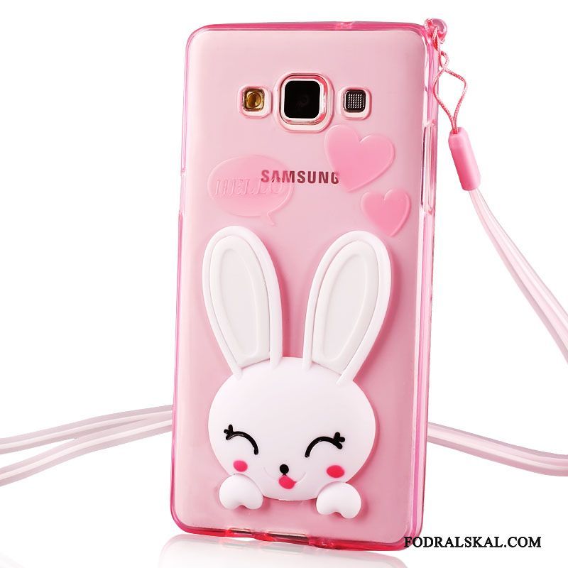 Skal Samsung Galaxy J7 2015 Mjuk Transparenttelefon, Fodral Samsung Galaxy J7 2015 Tecknat Hängsmycken Rosa