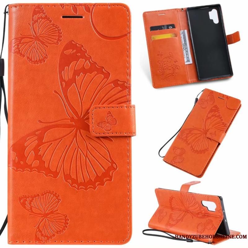 Skal Samsung Galaxy Note 10+ Mjuk Kort Orange, Fodral Samsung Galaxy Note 10+ Läderfodral Telefon