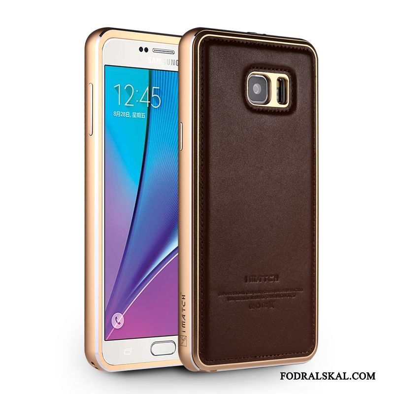 Skal Samsung Galaxy Note 5 Metall Telefon Fallskydd, Fodral Samsung Galaxy Note 5 Läder