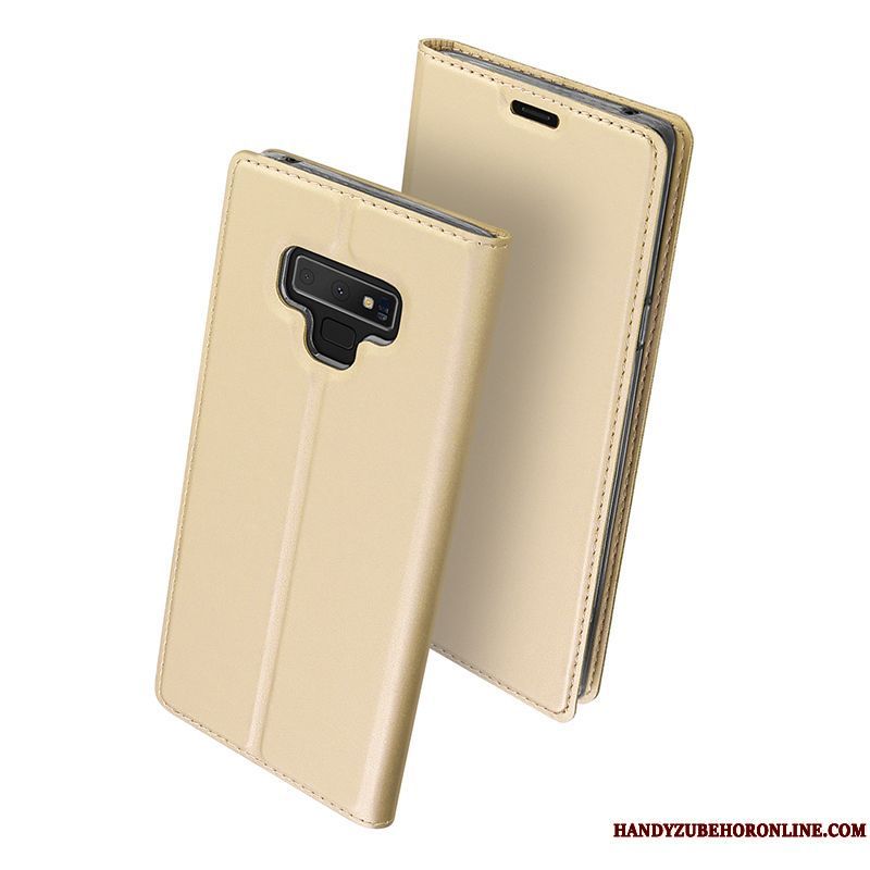 Skal Samsung Galaxy Note 9 Läderfodral Guldtelefon, Fodral Samsung Galaxy Note 9 Silikon Kort
