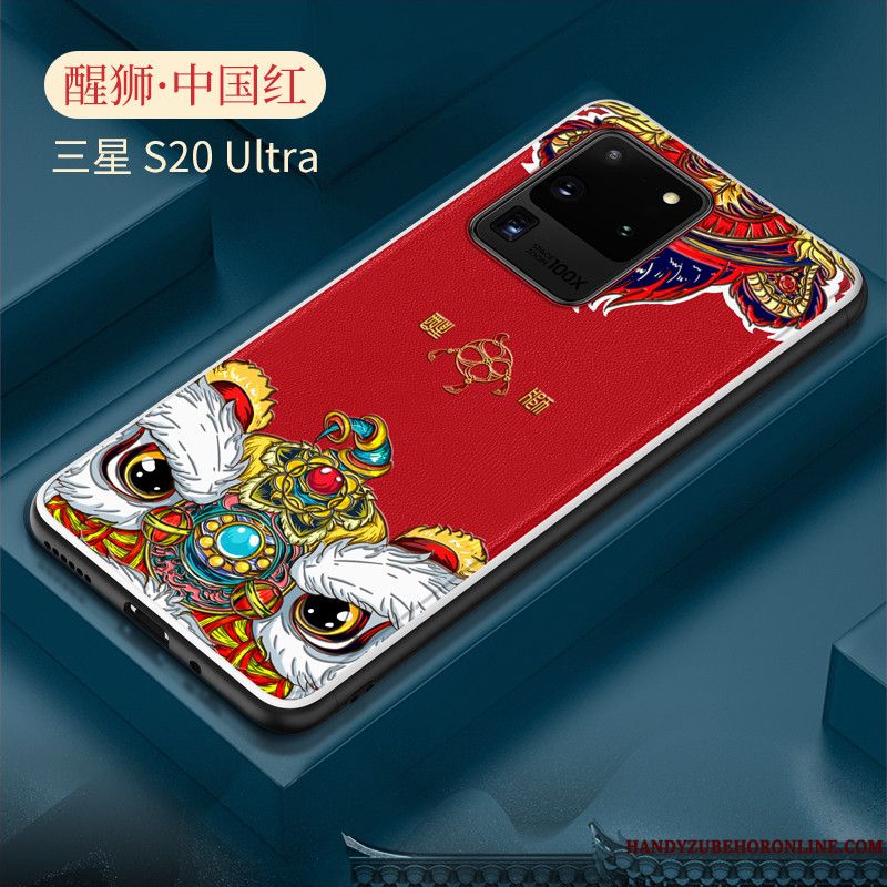 Skal Samsung Galaxy S20 Ultra Skydd Röd Kinesisk Stil, Fodral Samsung Galaxy S20 Ultra Påsar Telefon Slim