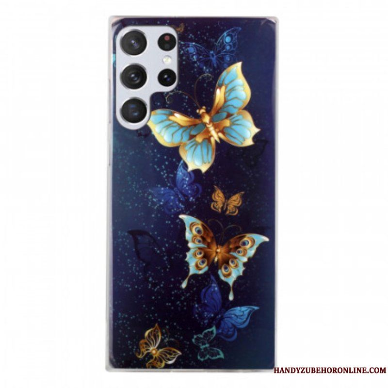 Skal Samsung Galaxy S22 Ultra 5G Fluorescerande Fjärilar