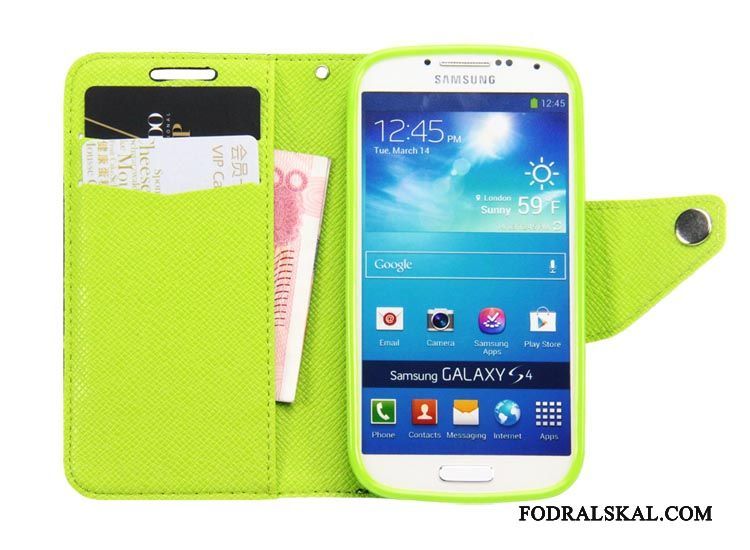 Skal Samsung Galaxy S4 Support Grön, Fodral Samsung Galaxy S4 Läderfodral