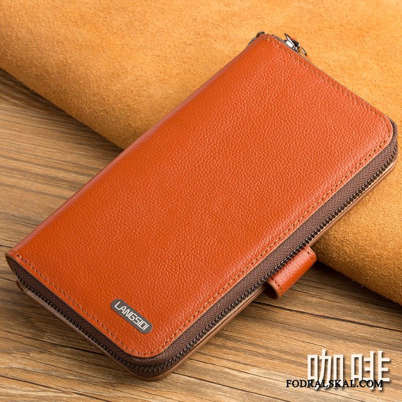 Skal Samsung Galaxy S6 Edge + Plånbok Orange Slim, Fodral Samsung Galaxy S6 Edge + Läder Fallskyddtelefon