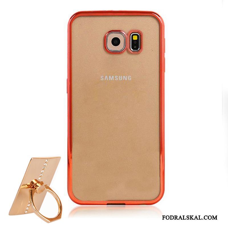 Skal Samsung Galaxy S6 Support Röd Transparent, Fodral Samsung Galaxy S6 Silikon