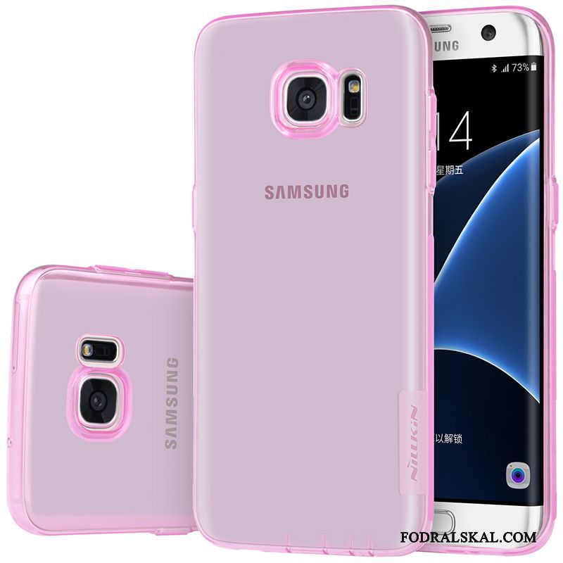Skal Samsung Galaxy S7 Edge Mjuk Rosa Transparent, Fodral Samsung Galaxy S7 Edge Skydd Guld