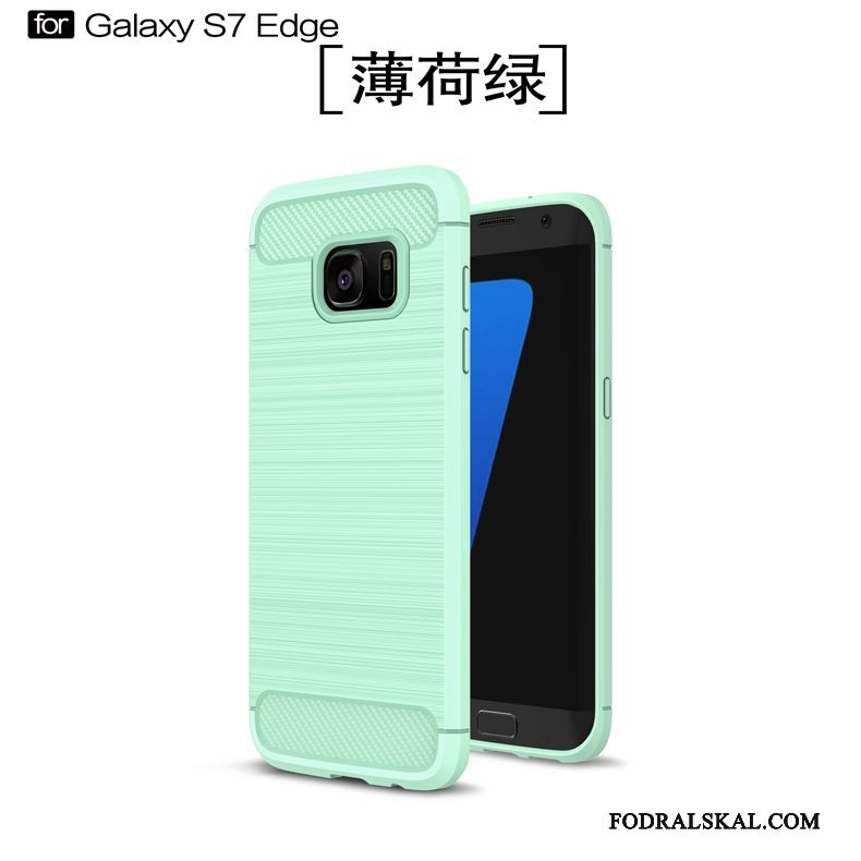 Skal Samsung Galaxy S7 Edge Mjuk Silke Grön, Fodral Samsung Galaxy S7 Edge Silikon Fallskydd Mönster