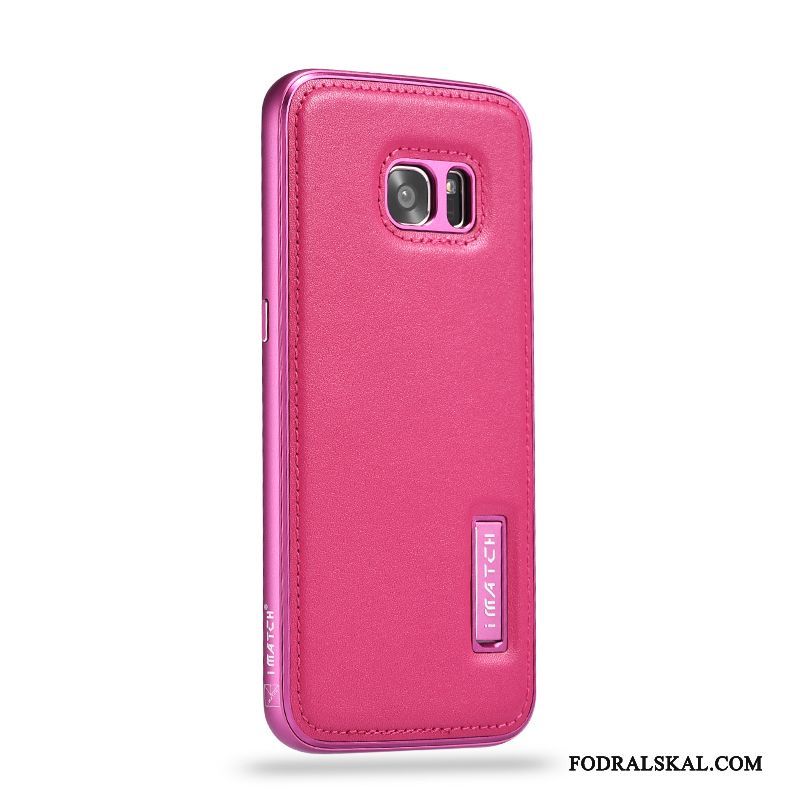 Skal Samsung Galaxy S7 Läder Röd Fallskydd, Fodral Samsung Galaxy S7 Metall Businesstelefon