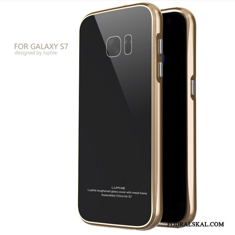 Skal Samsung Galaxy S7 Metall Frame Härdning, Fodral Samsung Galaxy S7 Skydd Svart Bakre Omslag